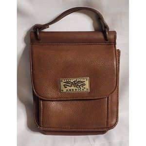 Vintage PERRY ELLIS America Brown Leather BAGUETTE Wallet Clutch Purse VGuC
